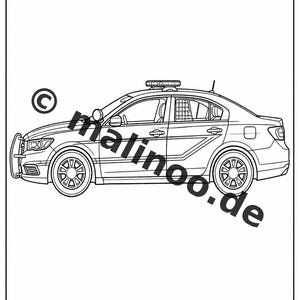 Police Coloring Book for Kids – 100 Coloring Pages – PDF Download E1/B4 (DIN-A4) – Gift, Activity, Advent Calendar, Birthday image 7