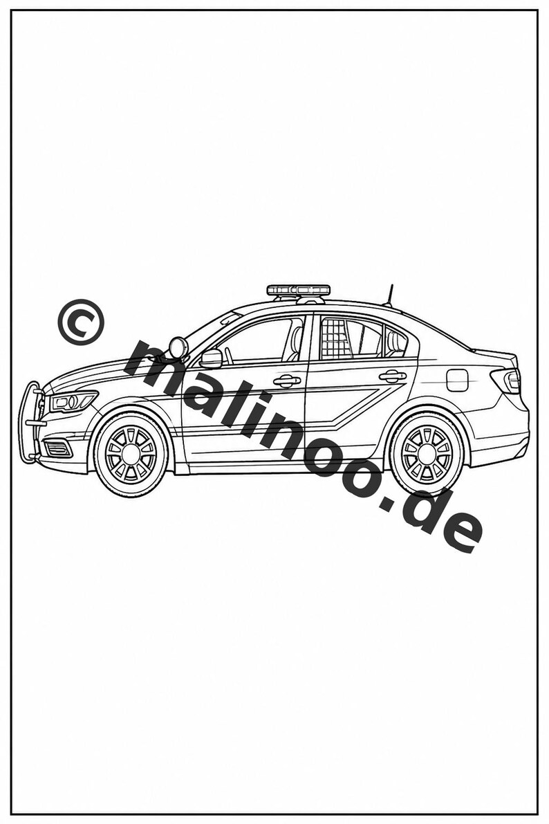 Police Coloring Book for Kids – 100 Coloring Pages – PDF Download E1/B4 (DIN-A4) – Gift, Activity, Advent Calendar, Birthday image 7