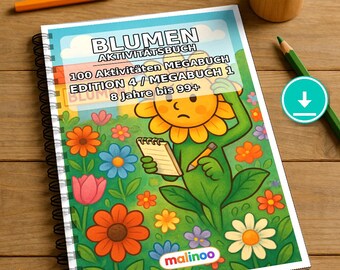 Flower Activity Book for Children – 100 Puzzle and Activity Pages – PDF Download E1/B1 (DIN-A4) – Gift, Activity, Advent Calendar