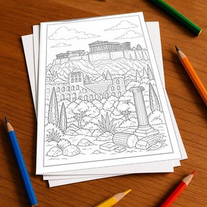 Greece Coloring Book, printed, unbound – 100 coloring pages for children – MEGA BOOK 04 Edition 1 (DIN A4)