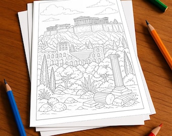 Griechenland Malbuch gedruckt, ungebunden – 100 Ausmalbilder für Kinder – MEGABUCH 04 Edition 1 (DIN-A4)