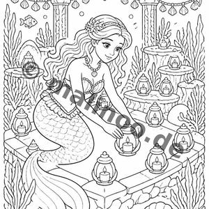 Gift idea for grandchildren and godchildren: Mermaid coloring book with 100 coloring pages (DIN A4) E6 image 2
