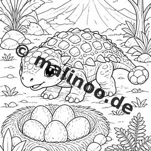 Baby-Dinosaurier Malbuch gedruckt, ungebunden – 100 Ausmalbilder für Kinder – MEGABUCH 01 Edition 1 (DIN-A4) Bild 15