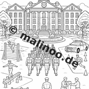 Police Coloring Book for Kids – 100 Coloring Pages – PDF Download E1/B4 (DIN-A4) – Gift, Activity, Advent Calendar, Birthday image 16