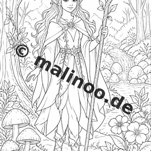 Fairy Coloring Book for Children – 50 Coloring Pages – PDF Download E1/B1 (DIN-A4) – Gift, Travel Activity, Birthday, Activity image 7