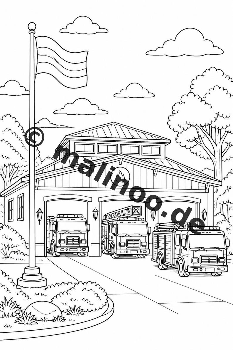 Firefighter Coloring Book PDF Download Digital – 100 Coloring Pages for Children – MEGA BOOK 03 Edition 1 (DIN A4) image 3