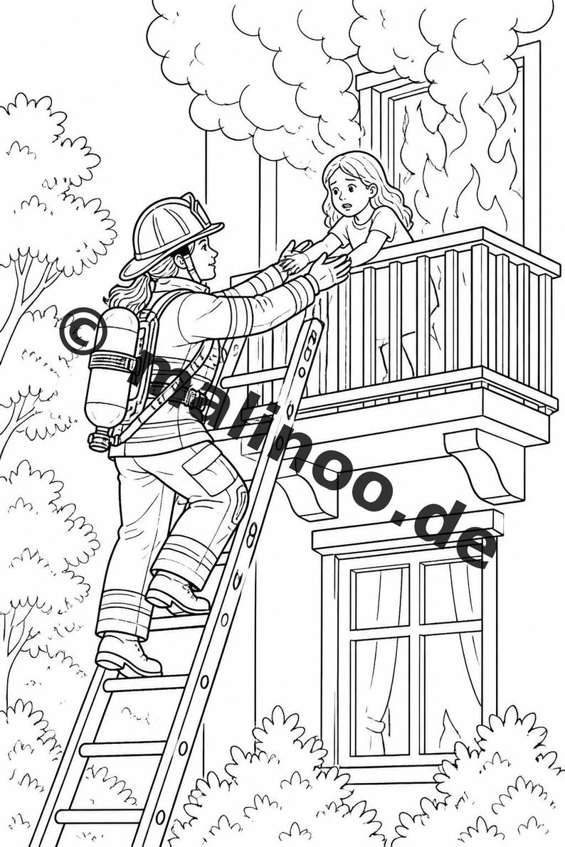 Fire Coloring Book for Kids – 100 Coloring Pages – PDF Download E1/B2 (DIN-A4) – Gift, Activity, Advent Calendar, Birthday image 7