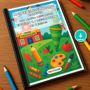 My First Day of School Creative Coloring Book for Ages 6 and Up – 100 Pictures to Color – Gift for Siblings on Birth (PDF) E2 image 1