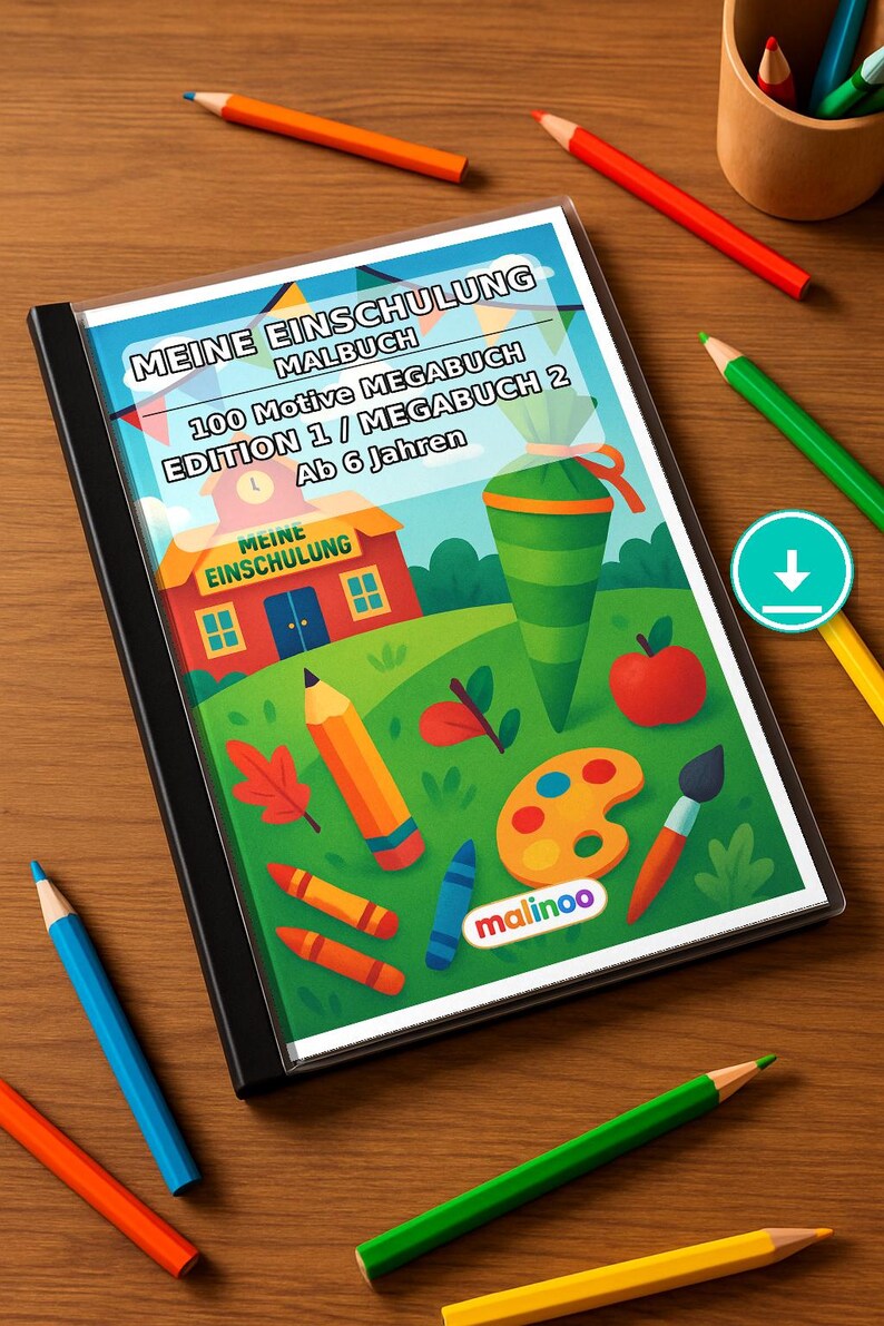 My First Day of School Creative Coloring Book for Ages 6 and Up – 100 Pictures to Color – Gift for Siblings on Birth (PDF) E2 image 1