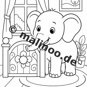 Elephant Coloring Book for Children – 100 Coloring Pages – PDF Download E1/B1 (DIN-A4) – Gift, Activity, Advent Calendar, Birthday image 11