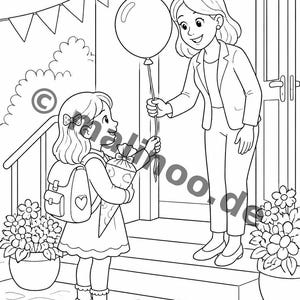 100 motiv för min första skoldag att färglägga, lämplig för åldrarna 6 och uppåt – perfekt present till 6-åriga barn – målarbok som PDF E6 bild 11