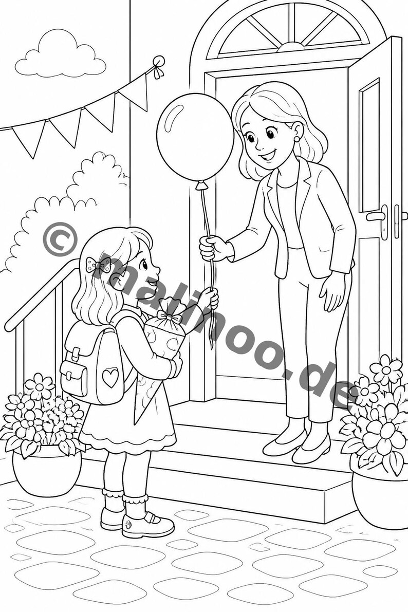 100 motiv för min första skoldag att färglägga, lämplig för åldrarna 6 och uppåt – perfekt present till 6-åriga barn – målarbok som PDF E6 bild 11