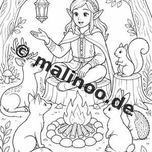 Children's table for weddings, baptisms and communions: Elf coloring book as a PDF with 100 coloring pages E2 image 12