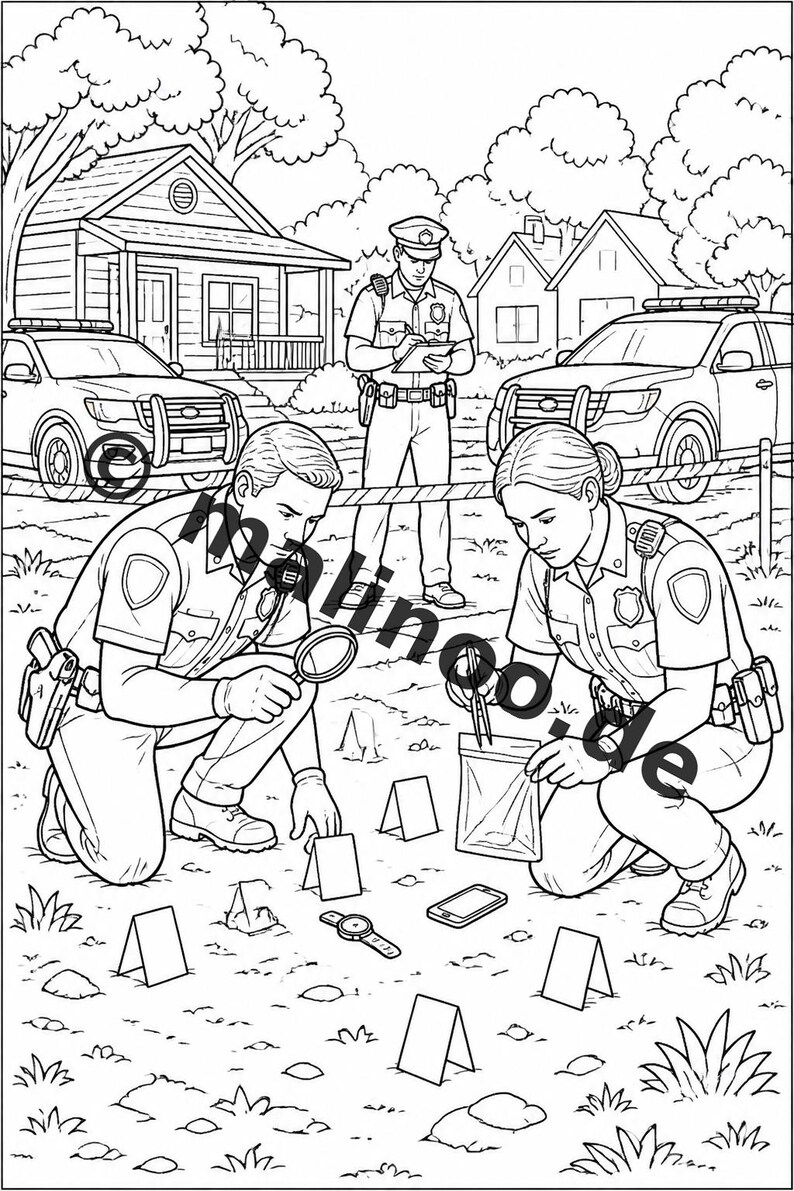 Polizei Malbuch PDF Download digital – 20 Ausmalbilder für Kinder – Buch 05 Edition 1 (DIN-A4) Bild 14