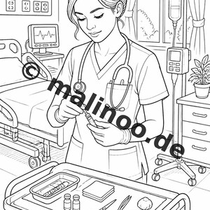Hospital Coloring Book PDF Download Digital – 20 Coloring Pages for Children – Book 01 Edition 1 (DIN-A4) image 9