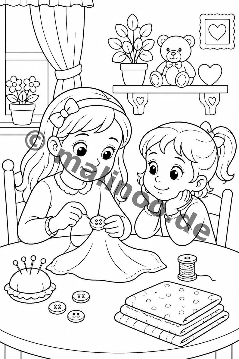 Große Schwester Malvorlagen für Kinder – fördert Feinmotorik und Konzentration – 20 Ausmalbilder (PDF) E1/B3 Bild 8