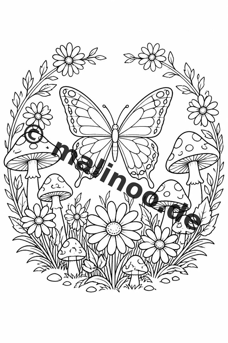 Schmetterlinge Malbuch Kinder – 100 Ausmalbilder – PDF Download E1/B1 (DIN-A4) – Geschenk, Beschäftigung, Adventskalender, Geburtstag Bild 11