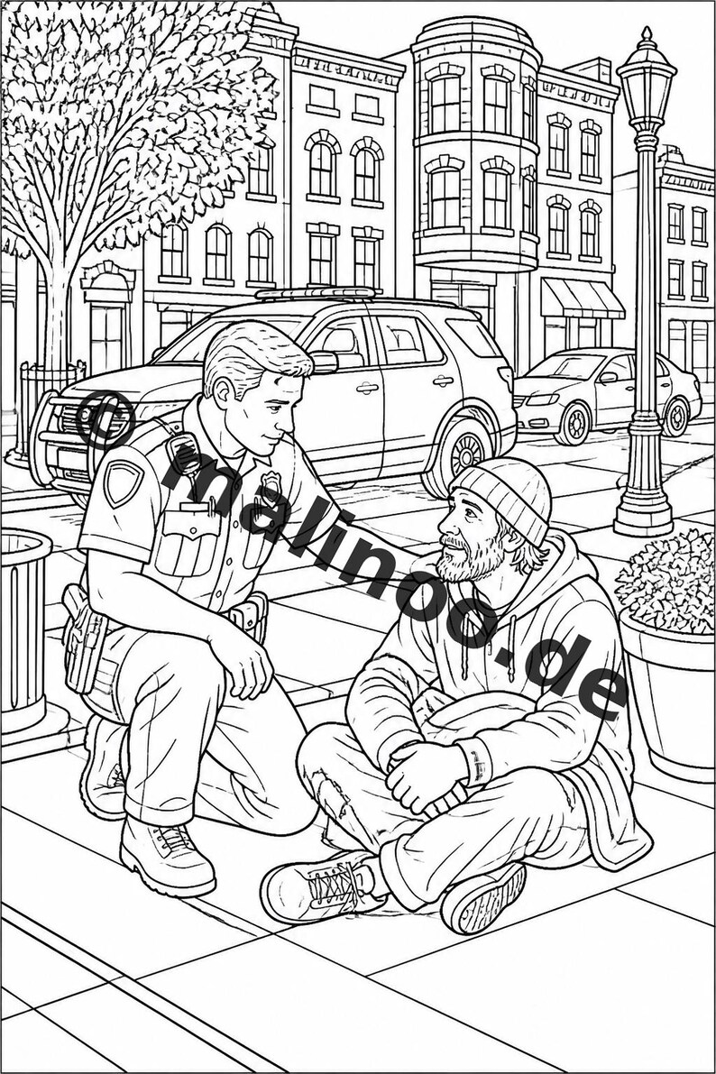 Politie kleurboek voor kinderen – 20 kleurplaten – PDF download E1/B5 (DIN-A4) – Feestartikel, cadeau, kinderfeestje, traktatie afbeelding 6