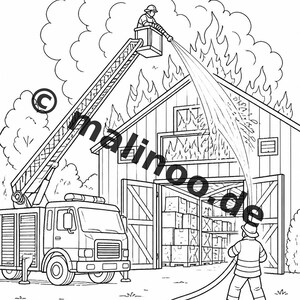 Firefighter Coloring Book PDF Download Digital – 100 Coloring Pages for Children – MEGA BOOK 03 Edition 1 (DIN A4) image 17