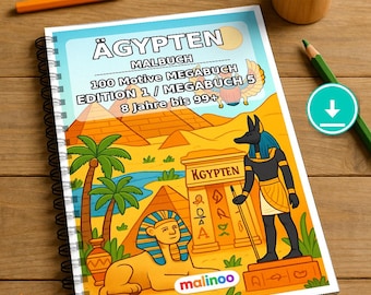 Egypt Coloring Book PDF Download Digital – 100 Coloring Pages for Children – MEGA BOOK 05 Edition 1 (DIN-A4)