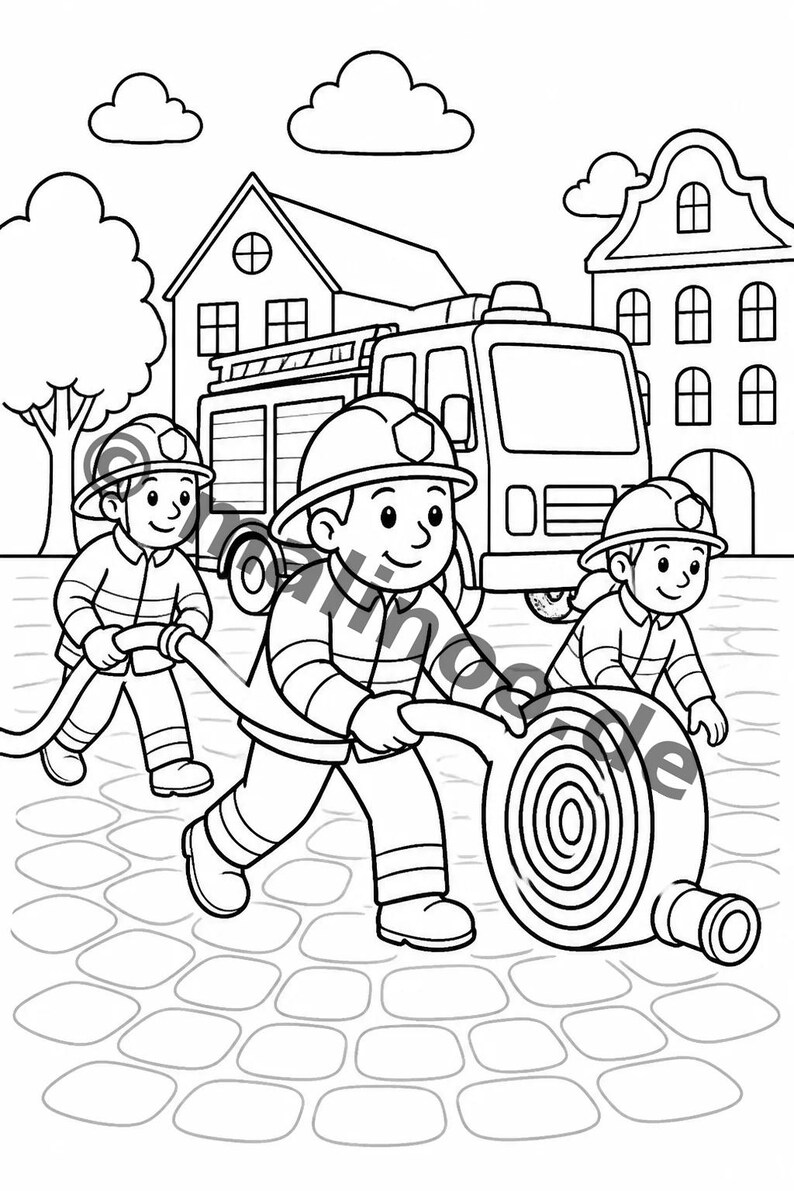 Feuerwehr Comic-Style Malbuch zum Ausmalen für Kinder – ruhige Beschäftigung für Regentage zu Hause – 50 Ausmalbilder (DIN-A4) E2/B1-2 afbeelding 12