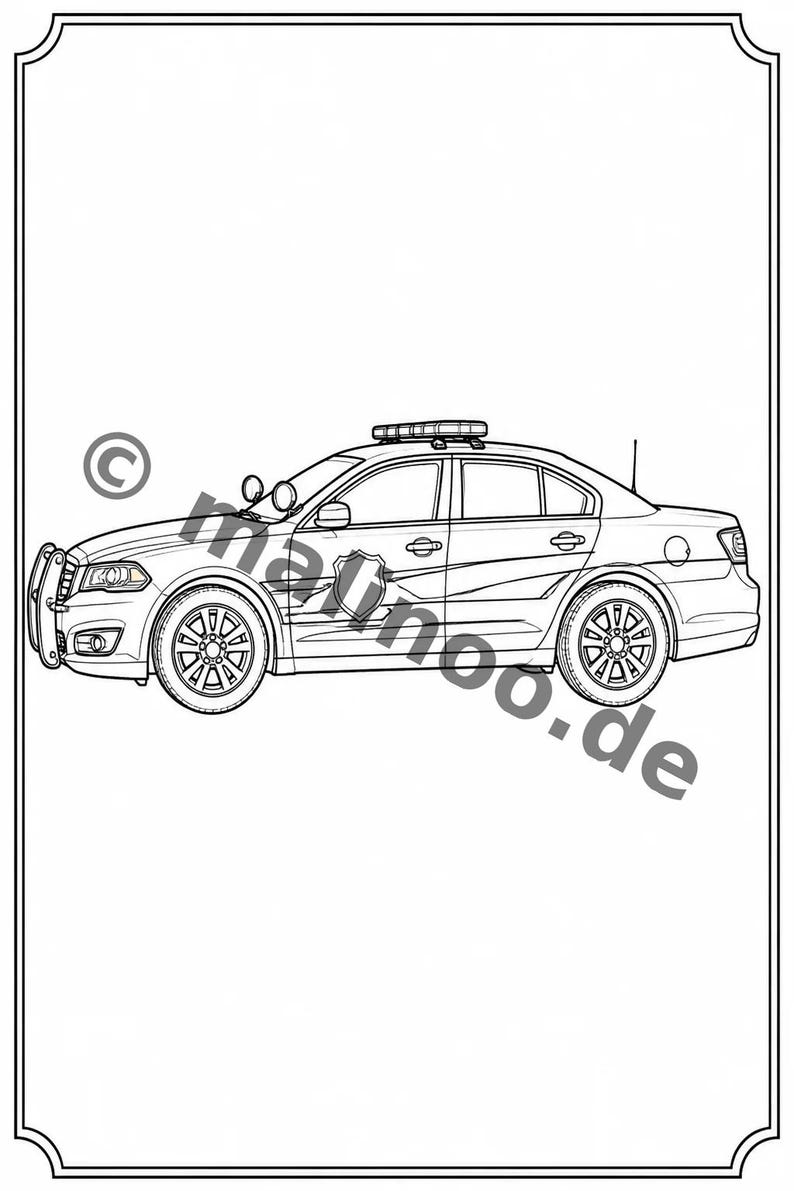 Livre de coloriage et de dessin sur le thème de la police pour les enfants de 8 ans et plus – 100 images à colorier – Petit cadeau d'anniversaire pour enfants (format A4) E1 image 8
