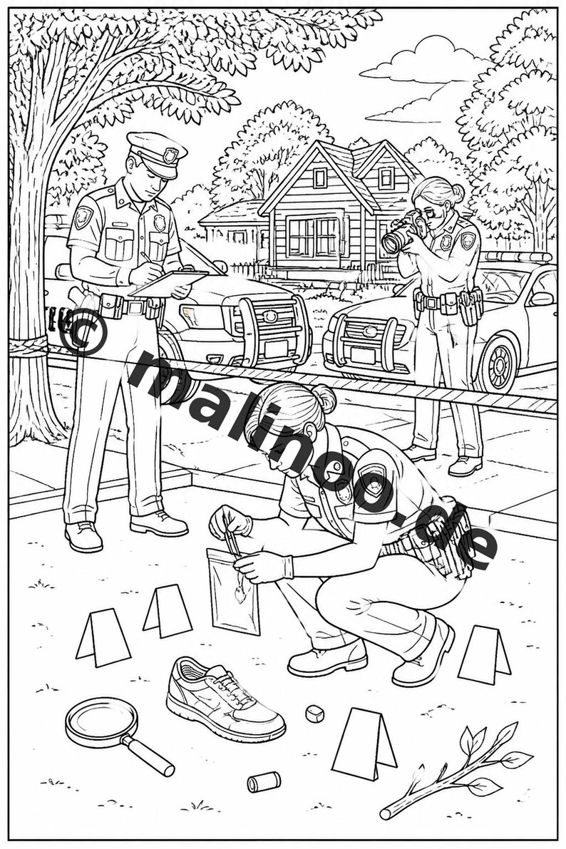 Police Coloring Book PDF Download Digital – 20 Coloring Pages for Children – Book 02 Edition 1 (DIN-A4) image 14