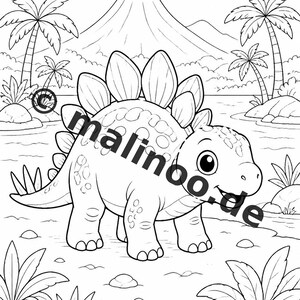 Baby-Dinosaurier Malbuch gedruckt, ungebunden – 100 Ausmalbilder für Kinder – MEGABUCH 01 Edition 1 (DIN-A4) Bild 7