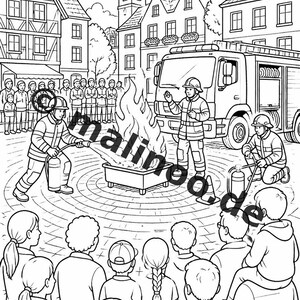 Libro para colorear de bomberos en formato PDF (descarga digital): 100 páginas para colorear para niños – MEGA LIBRO 01 Edición 1 (DIN A4) imagen 20