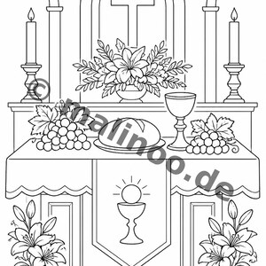 20 pagine da colorare per la Prima Comunione, adatte a bambini dai 6 anni in su – bellissimi disegni da colorare – libro da colorare in formato PDF E1/B3 immagine 6