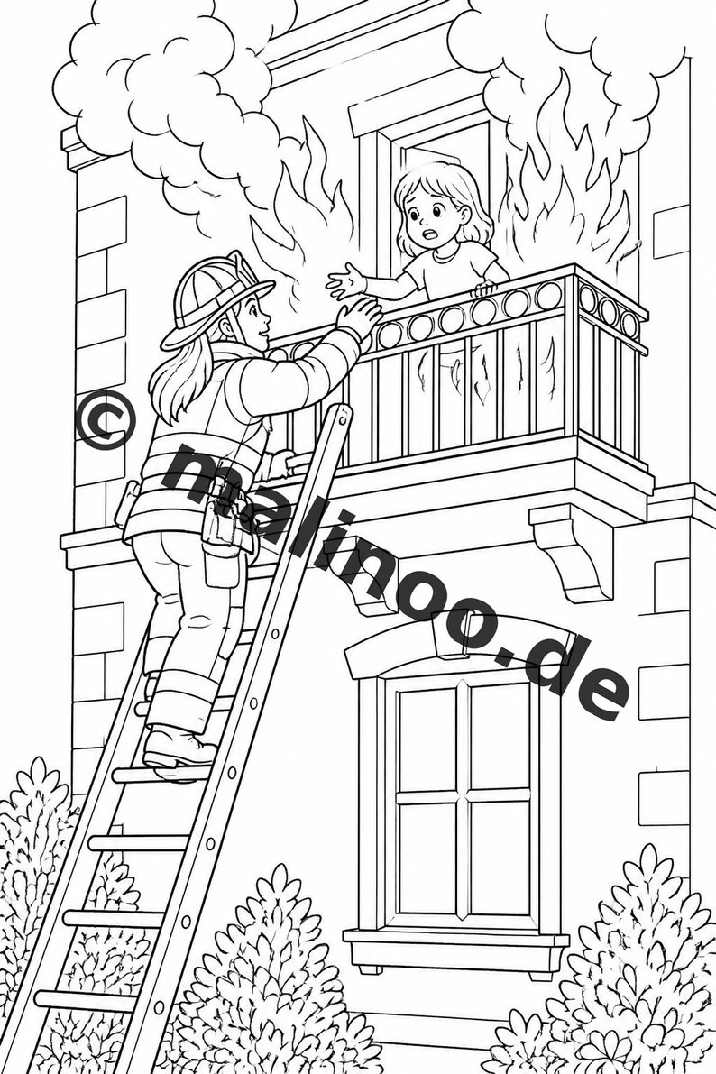 50 fire-themed coloring pages for ages 8 and up – activities for kindergarten and preschool children – printable coloring pages (PDF) E4/B1 image 7