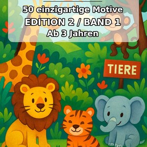 Dierenkleurboek voor kinderen – 50 kleurplaten – PDF-download E1/B1 (DIN-A4) – Cadeau, reisactiviteit, verjaardag, knutselactiviteit afbeelding 2
