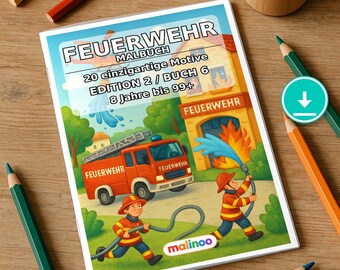 Livre de coloriage Feu pour enfants – 20 pages à colorier – Téléchargement PDF E1/B6 (DIN-A4) – Cadeau d'anniversaire, souvenir de fête