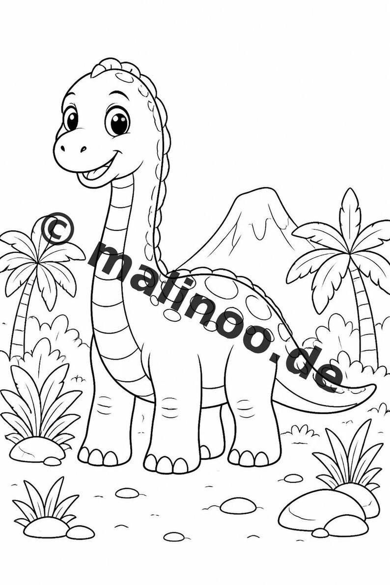 Baby Dinosaurs Coloring Book for Kids – 100 Coloring Pages – PDF Download E1/B3 (DIN-A4) – Gift, Activity, Advent Calendar, Birthday image 9