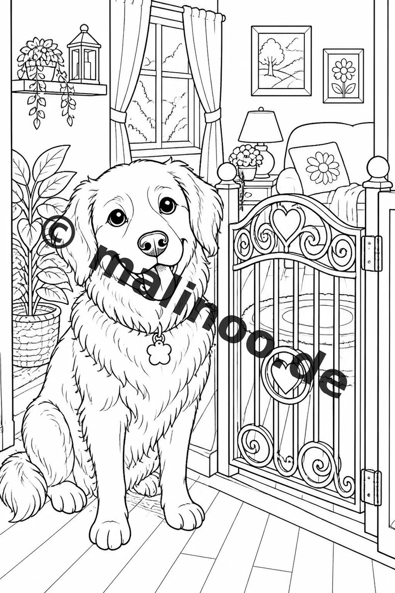 Hunde Malbuch Kinder – 100 Ausmalbilder – PDF Download E1/B1 (DIN-A4) – Geschenk, Beschäftigung, Adventskalender, Geburtstag Bild 8