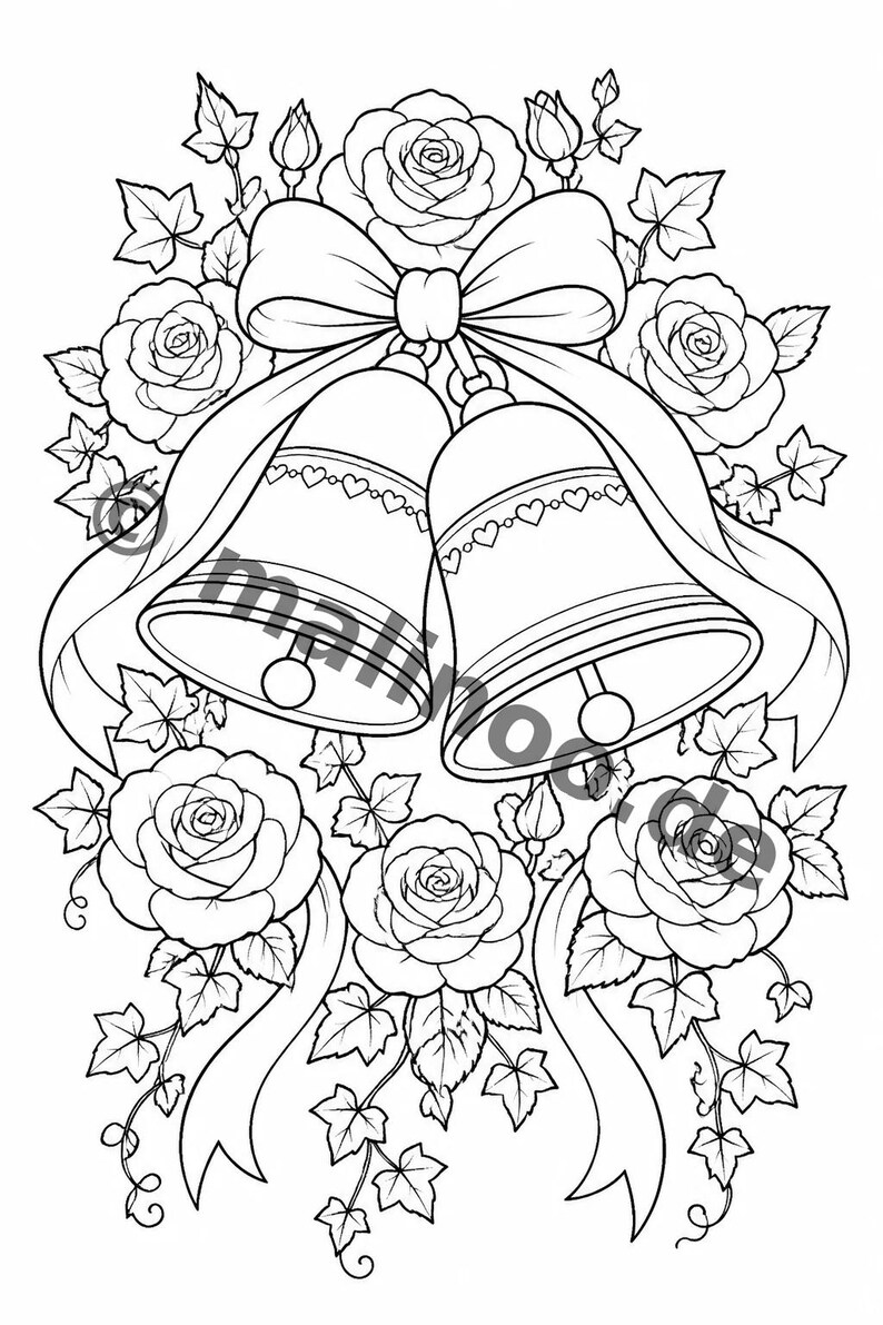 Wedding coloring book as a PDF for children – varied motifs for kindergarten and school children – 20 coloring pages E1/B3 image 9