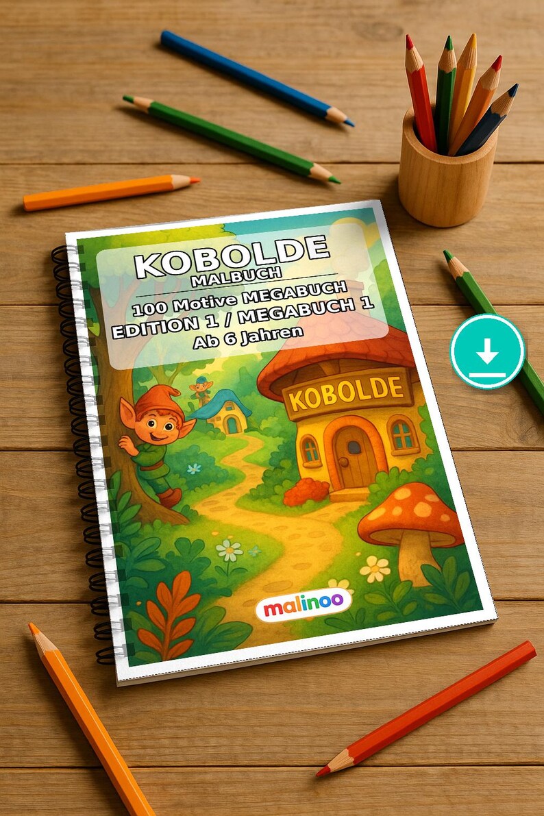 Kobolde Malbuch PDF Download digital – 100 Ausmalbilder für Kinder – MEGABUCH 01 Edition 1 (DIN-A4) image 1