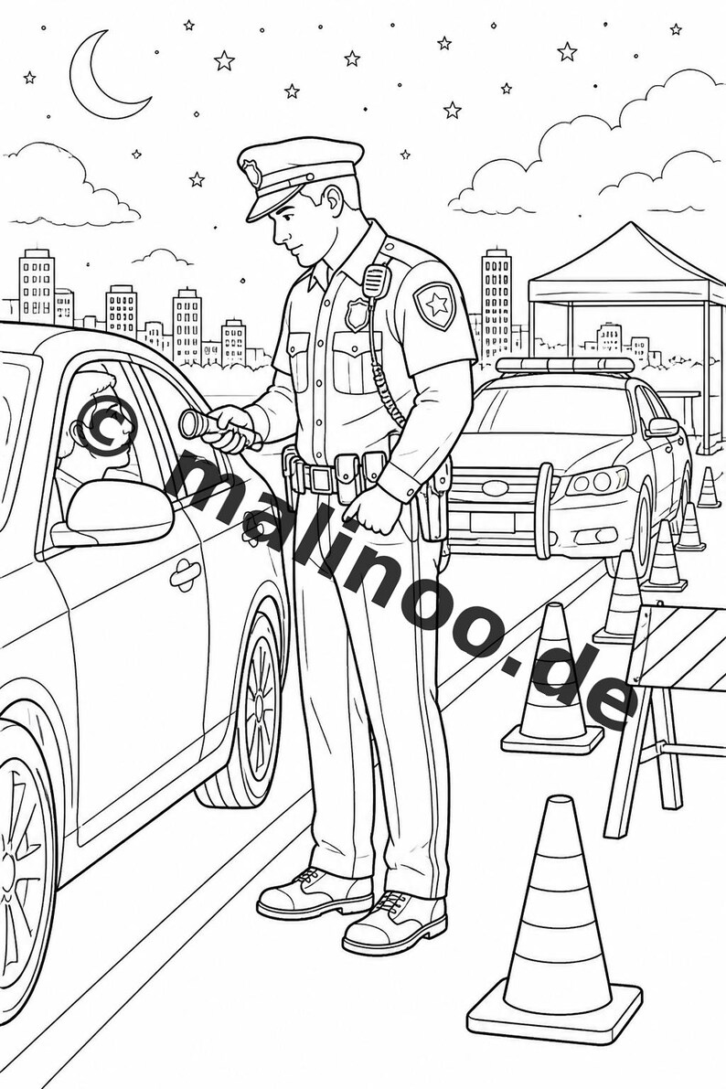 Politie kleurboek PDF download digitaal – 50 kleurplaten voor kinderen – Deel 2 Editie 1 (DIN-A4) afbeelding 17