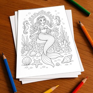 Mermaid Activity Book for Children – 100 Puzzle and Activity Pages – Printed + Loose E1/B1 (DIN A4) – Gift, Activity image 1