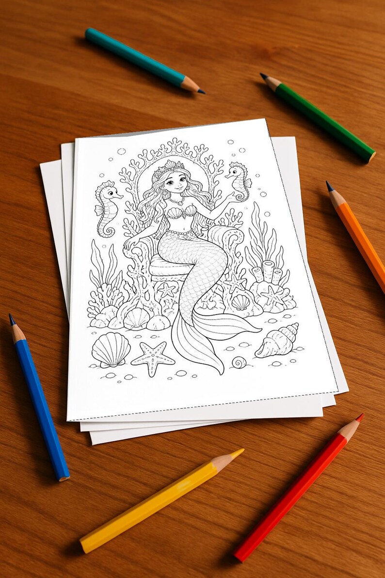Mermaid Activity Book for Children – 100 Puzzle and Activity Pages – Printed + Loose E1/B1 (DIN A4) – Gift, Activity image 1
