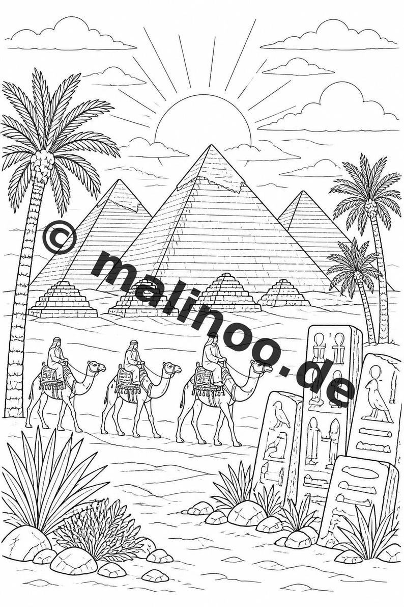 Egypten målarbok PDF nedladdning digitalt – 20 målarbilder för barn – Bok 02 Utgåva 1 (DIN-A4) bild 3