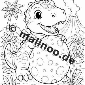 Målarbok med dinosaurier i PDF-format, digital nedladdning – 20 målarbilder för barn – Bok 01 Utgåva 1 (DIN A4) bild 4