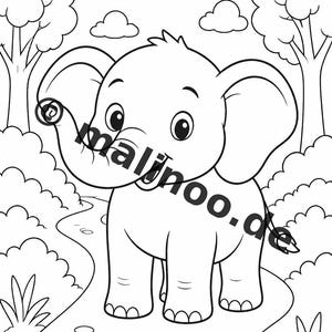 Elephant Coloring Book for Children – 100 Coloring Pages – PDF Download E1/B1 (DIN-A4) – Gift, Activity, Advent Calendar, Birthday image 4