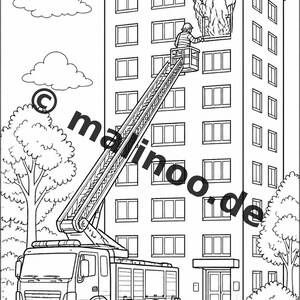 Fire Coloring Book for Kids – 20 Coloring Pages – PDF Download E1/B1 (DIN-A4) – Party Favor, Gift, Children's Birthday Party, Guest Gift image 4