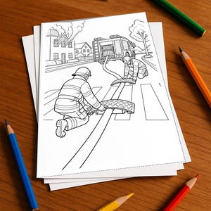 Firefighter coloring book, printed, unbound – 20 coloring pages for children – Book 06 Edition 1 (DIN A4)