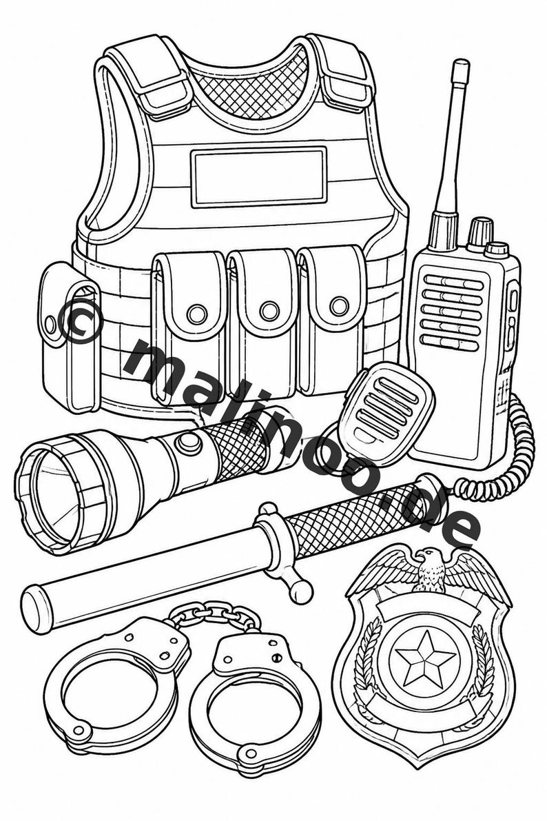 Livro de colorir policial para crianças – 50 páginas para colorir – Download em PDF E1/B5 (DIN-A4) – Presente, atividade para viagens, aniversário, diversão garantida imagem 13