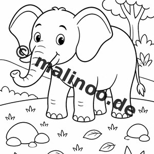 Elephant coloring book to print for children – promotes fine motor skills and concentration – 50 coloring pages (PDF) E2/B1 image 3