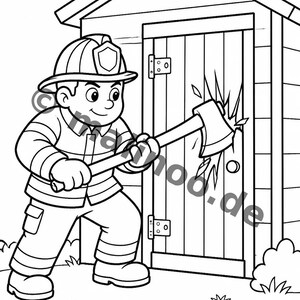 Feuerwehr Comic-Style Malbuch zum Ausmalen für Kinder – ruhige Beschäftigung für Regentage zu Hause – 50 Ausmalbilder (DIN-A4) E2/B1-2 afbeelding 17