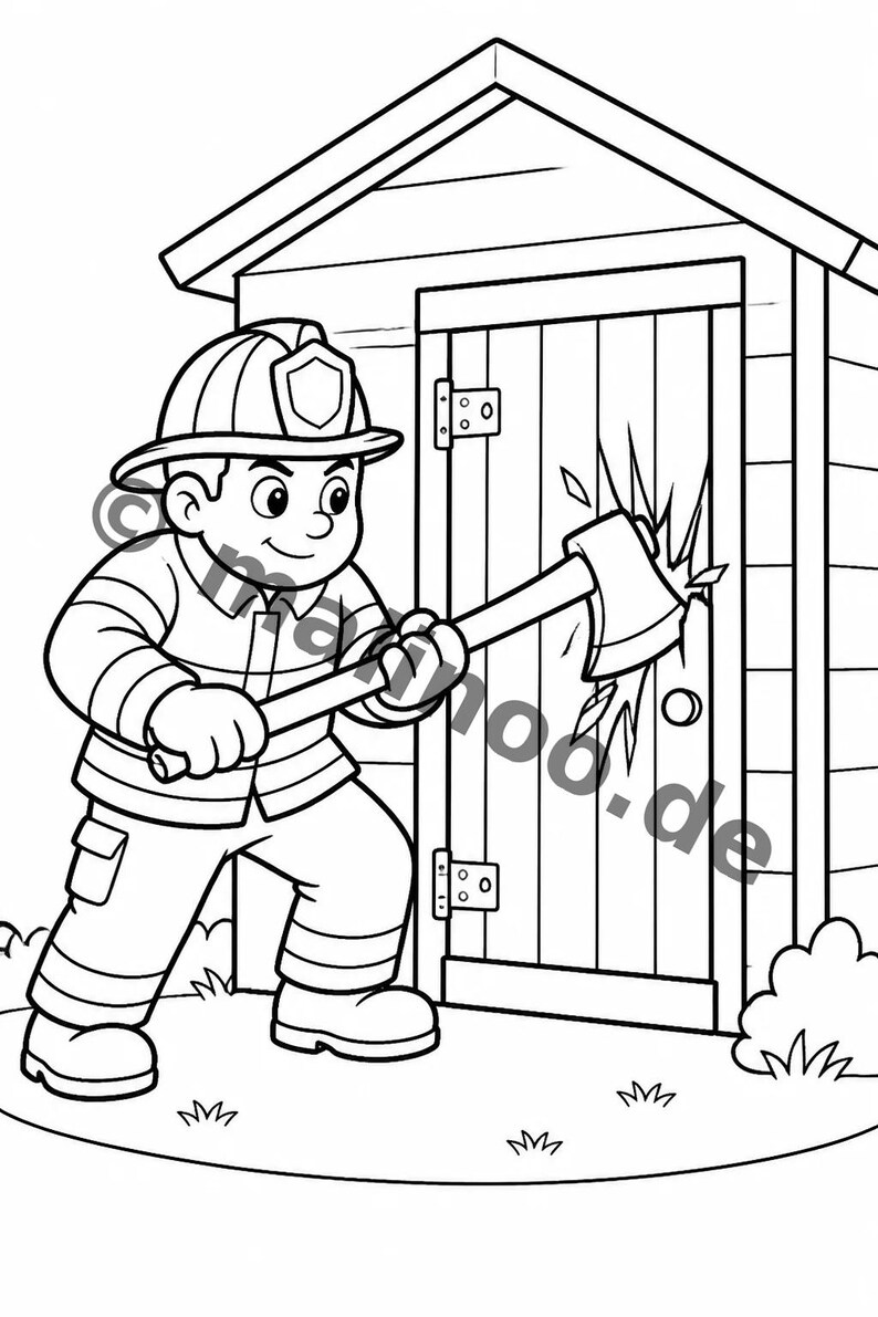 Feuerwehr Comic-Style Malbuch zum Ausmalen für Kinder – ruhige Beschäftigung für Regentage zu Hause – 50 Ausmalbilder (DIN-A4) E2/B1-2 afbeelding 17