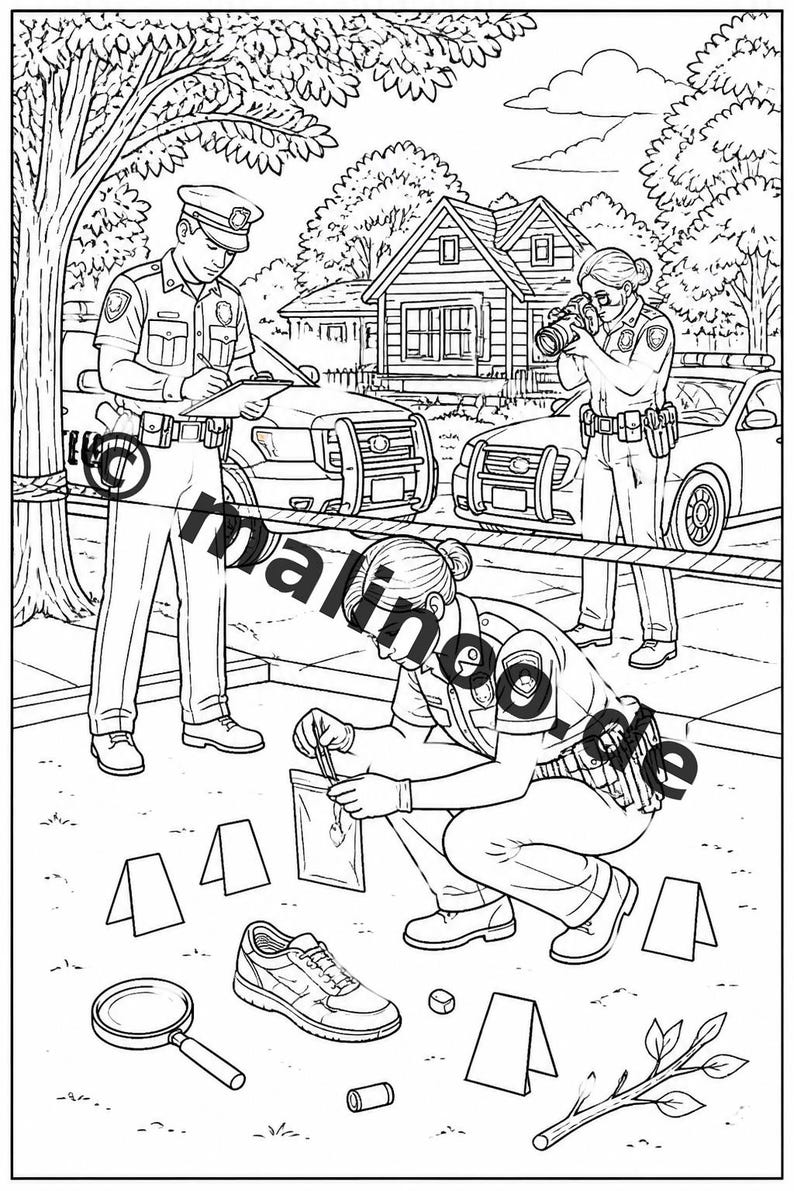 Politie kleurboek PDF download digitaal – 50 kleurplaten voor kinderen – Deel 2 Editie 1 (DIN-A4) afbeelding 14
